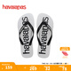 havaianas哈唯納Logomania男士?jì)捎猛闲獯┥碁┤俗滞锨閭H款涼拖 1069-白黑色 41-42 巴西碼