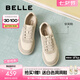 百麗（Belle）軟芙鞋拼接面板鞋女2025秋新商場同款舒適簡約百搭休閑鞋E3Q1DCM5 米色（偏大一碼） 37 (235mm)