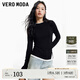 VEROMODAT恤女新款拼接假兩件抽褶修身長(zhǎng)袖上衣美拉德曠野美拉德 S59黑色 M