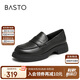 百思圖24秋簡(jiǎn)約學(xué)院樂(lè)福鞋粗跟女單鞋UFF01CA4 黑色 37