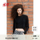 H&M女裝毛針織衫夏季休閑寬松長(cháng)袖圓領(lǐng)打底衫短開(kāi)衫1226261 黑色 155/80