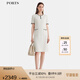 PORTS寶姿女裝2025春夏新款時(shí)尚撞色邊緣連衣裙ALQ8D051TWB037 奶白色 8