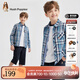 暇步士（Hush Puppies）童裝兒童男大童2025春季新款舒適潮流格紋學(xué)院風(fēng)襯衫 瀑布藍 140