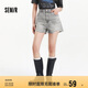 森馬（Semir）牛仔褲女寬松美式熱褲酷颯風(fēng)夏街頭毛邊短褲復(fù)古辣妹103324122010