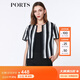 PORTS寶姿 春夏新品女裝圓領(lǐng)短袖袖條紋針織外套LA8J066FFT004 黑色條紋 S (4)