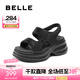 百麗（Belle）時(shí)尚閃耀水鉆休閑涼鞋女厚底增高涼鞋B2727BL5 黑色 38 (240mm)