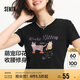 森馬（Semir）短袖t恤女短款圓領(lǐng)修身上衣2025夏季萌寵印花套頭衫109325100027