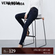VEROMODA新款復(fù)古明線做舊紐扣高腰牛仔褲女|322132007 J3E特深牛仔藍(lán)-追單2 S