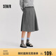 森馬（Semir）森馬半身裙女仿毛呢裙子24冬新款A(yù)字百褶裙遮胯顯瘦109724120001