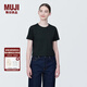 無(wú)印良品（MUJI）女式 粗細不均紗線(xiàn) 短款短袖T恤 上衣打底衫內搭 25年夏季 女裝 黑色 4S L  (165/88A)