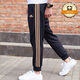 阿迪達斯 （adidas）運動(dòng)褲男秋季防風(fēng)休閑衛褲健身跑步運動(dòng)褲 黑金收腿褲 S