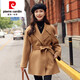 皮爾卡丹（pierre cardin）駝色雙面羊絨大衣女中長款2025年秋冬新款西裝領(lǐng)收腰顯瘦毛呢外套 經(jīng)典駝 S