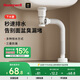 霍尼韋爾（Honeywell）面盆下水器套裝按壓去水器側(cè)排防臭下水管節(jié)省空間帶溢水口W07T