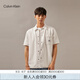 Calvin KleinJeans春夏男士潮流復(fù)古ck經(jīng)典布標(biāo)貼袋純棉短袖牛仔襯衫J325774 1AA-牛仔白 M