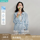 茵曼（INMAN）章若楠同款歐若風(fēng)天絲女裝長袖襯衫套裝2025夏季新款藍(lán)襯衣 淺灰藍(lán) M