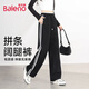 班尼路（Baleno）條紋拼接闊腿褲女2025年春秋季新款時尚潮流寬松舒適百搭休閑長褲