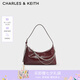 CHARLES&KEITH柔軟拉鏈?zhǔn)今薨檰渭绨赶掳可掌呦ΧY物CK2-40782472 Burgundy葡萄酒紅色 S