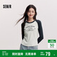 森馬（Semir）長(cháng)袖T恤女拼色插肩袖小狗套頭衫鹽系潮冬季抓毛衣服101724101010