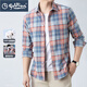 GOLDLION G+金利來(lái)純棉長(cháng)袖襯衫男士格子磨毛2025秋季新款休閑中年男長(cháng)袖襯衫 紅色 42 體重155-165斤
