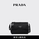 PRADA/普拉達(dá)【禮物】女士Prada Traveller Re-Nylon加襯中號郵差包 黑色