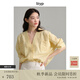 旅途原品（ltyp）真絲襯衫女可水洗皺感干絲無(wú)領(lǐng)蝙蝠袖秋季寬松百搭襯衣 奶油黃-可水洗真絲 L （現(xiàn)貨）
