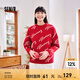 森馬不二馬聯(lián)名毛衣女oversize圖案打底衫春圓領(lǐng)字母衣服個性小眾 紅白色調(diào)00361 165/88A/L