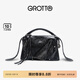 GROTTO個(gè)樂(lè )翻領(lǐng)包mini真皮輕便手提單肩斜挎包手機包小包禮物 經(jīng)典黑（牛皮） mini
