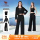 駱駝（CAMEL）連帽三件套女闊腿瑜伽運動(dòng)休閑套裝 Y24CA4L0634 幻影黑 M