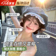 焱思泰紐扣蕾絲邊水洗牛仔貝雷帽女夏季韓版百搭顯臉小云朵帽八角帽子潮 牛仔貝雷帽【愛(ài)心紐扣-淺藍色】 均碼【建議頭圍56 - 60】
