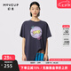 幻走（MOVEUP）2024夏季新款.FUN系列圓領(lǐng)印花設(shè)計(jì)師純棉中長款T恤女 深寶藍(lán) L
