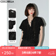 COCOBELLA靜奢風提花織金波點人絲襯衫女飄帶領襯衣SR3027-2 黑金波點 L