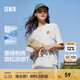 森馬（Semir）迪士尼短袖t恤女中長(zhǎng)款寬松圓領(lǐng)上衣25夏新款涼感重磅刺繡打底衫 本白10102 M