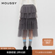 moussy 新品復古優(yōu)雅重工紗裙A型半身裙女028HAZ30-2621 160灰色 M 00002/M