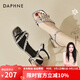 達芙妮（DAPHNE）涼鞋女外穿一字帶夏季新款小眾高級感粗跟水鉆方頭羅馬女鞋 銀色 跟高3.5cm 37 (235mm) 標準碼