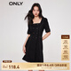 ONLY法式方領(lǐng)高腰A字短款牛仔連衣裙女|123242060 J19 黑牛仔BLACK DENIM XS (155) 76A