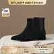 STUART WEITZMAN/SW VIVIENNE春夏黑色低跟短靴切爾西靴女鞋真皮羊皮革七夕禮物