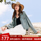 百圖betu女裝秋季新款短外套懷舊復(fù)古落肩袖牛仔外套女2408T57 牛仔色 L
