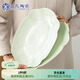 蘇氏陶瓷（SUSHI CERAMICS）浮雕青瓷描金小草魚(yú)盤(pán)菜盤(pán)12英寸2個(gè)裝
