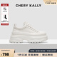 CHERY KALLY【奇異世界】時尚厚底增高鞋子女2025年秋冬新款小白鞋休閑鞋女米白色37