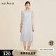 謎底2022夏季款復古文藝圓領(lǐng)短袖網(wǎng)紗連衣裙長(cháng)款222ML0726 霧灰 M