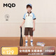 MQD童裝男童夏裝套裝polo領(lǐng)T恤兒童兩件套運(yùn)動短袖 米白 130