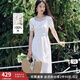 衣香麗影100%棉重工繡花連衣裙女衣香麗影2025年夏裝新款收腰法式氣質裙子 米色 M 160