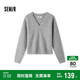 森馬（Semir）毛衣女冬季短款含羊毛破洞V領(lǐng)毛衫辣妹個(gè)性ins小個(gè)子101724107032