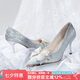 ZHR高跟鞋女優(yōu)雅法式細跟女鞋水晶婚鞋女氣質單涼鞋女 Y716 銀色 38 