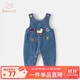 班喜迪嬰兒衣服秋裝嬰幼兒連體衣寶寶卡通牛仔背帶褲超萌外出爬服春秋季 藍色 80cm