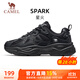 駱駝（CAMEL）男鞋厚底增高緩震老爹休閑運動(dòng)鞋子 K15CX4L4018 黑/城堡灰 42