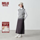 無印良品（MUJI）女式 安第斯羊毛提花編織背心 女裝上衣針織馬甲  BA1P3A4A 炭灰色圖案 XL 165/92A