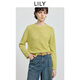 LILY2025冬新款含羊毛鏤空亮片夾花寬松休閑圓領(lǐng)套頭長(cháng)袖針織衫女 307秋香綠 M