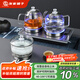 友家鋪子（Biooner）全自動底部雙上水電熱燒水壺玻璃燒水器家用辦公茶臺茶桌一體嵌入式電茶爐茶具套裝 輕奢銀三合一