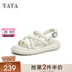 他她（TATA）白色沙灘涼鞋女軟底松糕鞋外穿百搭秋季新款WDP01BL3 米白 35